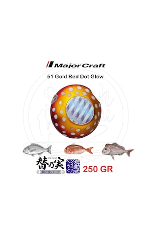 Major Craft Tm-head Slider Tai Rubber Jig 250gr 51 Gold Red Dot Glow