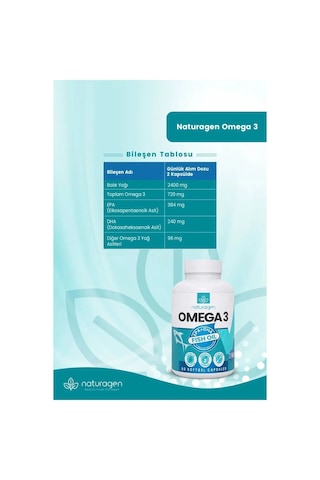 Naturagen Omega3 Balık Yağı 2 x 60 Softgel