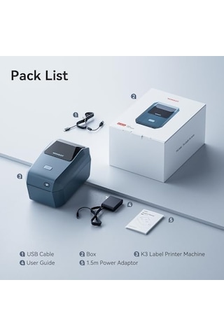 Niimbot K3B Taşınabilir Kablosuz Etiket Yazıcı Göl Mavisi