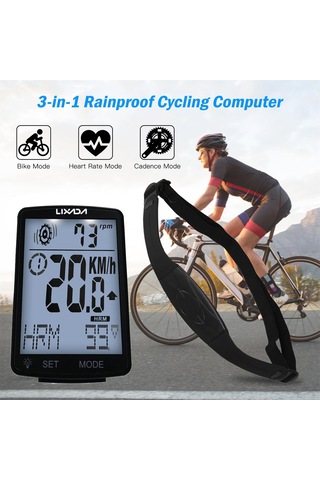 Lıxada 2.8 İnç Bisiklet Kablosuz Bilgisayar Beyaz Kabuk Yeşil Işık Beyaz