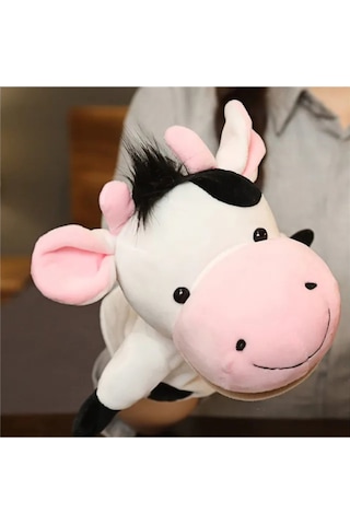 İnek El Kuklası Çalışan Ağızlı Çocuk Peluş El Kuklaları Bayaz