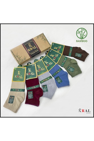 Kral Socks Erkek Çorap 6 Çift Dikişsiz Yazlık Bambu Kısa Patik Kutulu