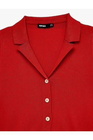 Koton Regular Fit Kısa Kollu Düğmeli Polo Yaka Triko Hırka Kırmızı 6sak90191ht
