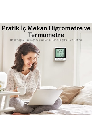 Thermopro Tp152 8,5" Lcd Ekranlı İç Mekan Dijital Sıcaklık Ve Nem Ölçer Termometre