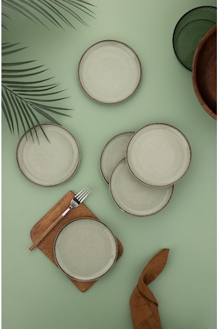 Kütahya Porselen Moderna 6 Parça 15cm Düz Tabak Yeşil 447018