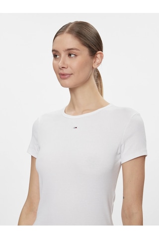 Tommy Hılfıger Kadın T-shırt Dw0dw17383-ybr Beyaz