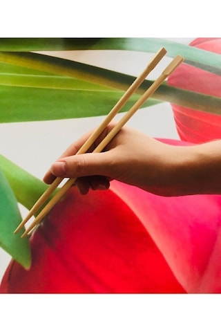 Bamboo Chopsticks 2'li Yıkanabilir Çin Yemek Çubuğu Kırmızı