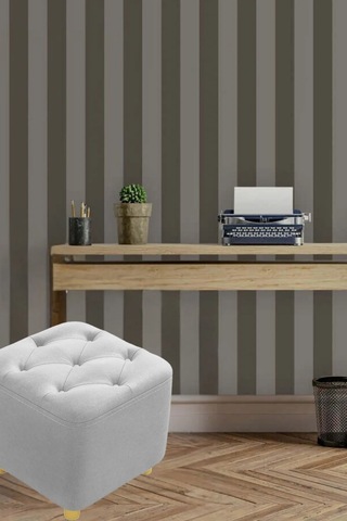 Most Hallow Kapitoneli Kare Puf 22 Gri Kadife Kumaş Evinize Tesl