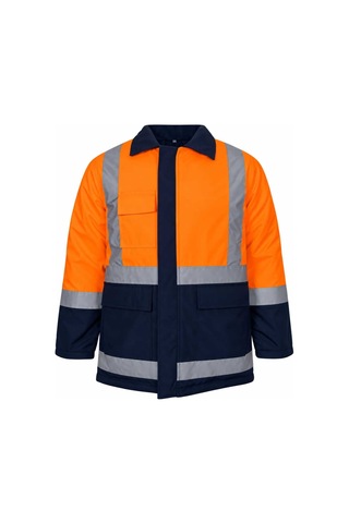 Reflektörlü Parka Kışlık Mont Turuncu-lacivert Xxl Beden Lacivert-turuncu