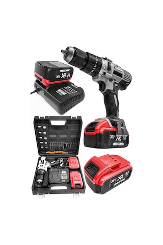 Bulldozer BPT-Redmax02 36V 5Ah Li-ion Çift Akülü Darbeli Matkap Vidalama + 27 Parça Set