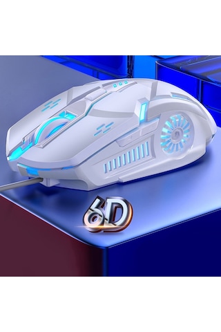 Yındıao G5 3200dpı 4 Modlu Ayarlanabilir 6 Tuşlu Rgb Işık Sessiz Kablolu Oyun Faresi Beyaz Diğer