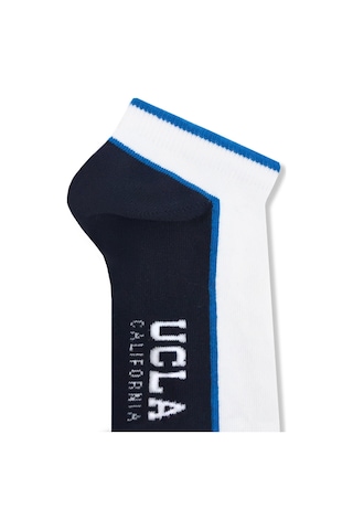 Ucla Sorrel 3'lü Beyaz-lacivert Kısa Jakarlı Pamuk Standard Fit Unisex Çorap