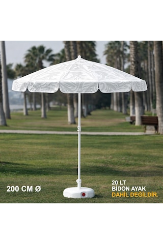 Desenli-beyaz Plaj Şemsiyesi-200 Cm Ø Desenli-beyaz