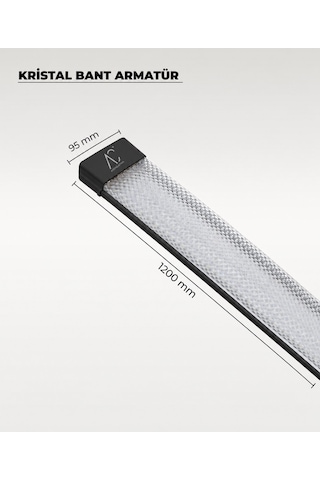 100w Siyah Kristal Led Bant Armatür 6500k Beyaz Işık 120 Cm Metal Gövdeli