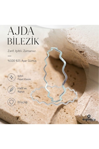 E-gümüş 925 Ayar Gümüş Zigzag Ajda Bilezik