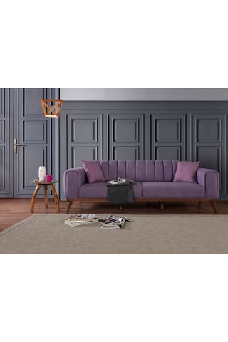 Velar Yataklı Kanepe Keten Mor Mor