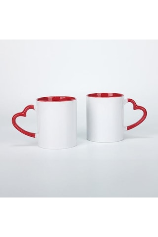 Özel Baskılı Kolu Kupa Seyahat Seramik Fincan Aile Arkadaşlar Doğum Günü Hediyesi Dıy Kırmızı Ahşap - Beyaz