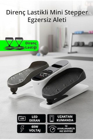 T-232 Stepper Egzersiz Aleti / Led Ekran / Ayarlanabilir Hız / Uzaktan Kumanda / Direnç Lastiği