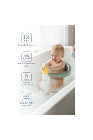 Babyjem Önden Açılır Banyo & Mama Oturağı Soft Yeşil