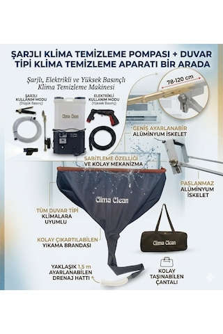 Elektrikli Ve Şarjlı Klima Temizleme Pompası+duvar Tipi Klima Temizleme Aparatı İkili Set