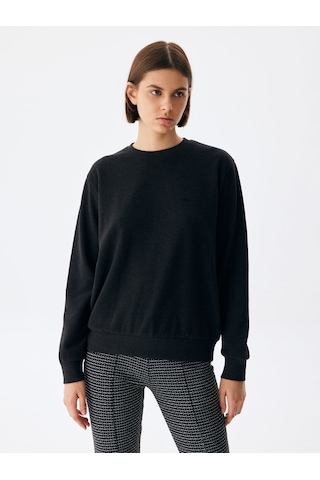 Ltb Uzun Kollu Sıfır Yaka Basic Siyah Sweatshırt Siyah 2XL