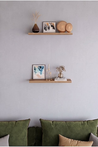 Alpa Ev Mobilya Minimal 2'li Duvar Rafı Seti Dekoratif Raf 50x15 Cm Atlantik Çam