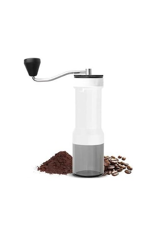 Createtech 40 Seviye Ayarlı Manuel Kahve Değirmeni - Çift Rulmanlı, Portatif Seyahat & Kamp Espresso Öğütücü Beyaz Beyaz
