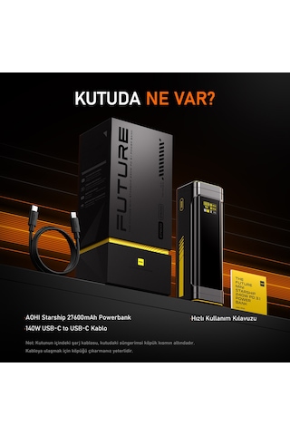 Aohi Starship 27.600 Mah 240w Pd3.1 Powerbank, Akıllı Dijital Göstergeli 2si1 Arada Taşınabilir Hız Siyah