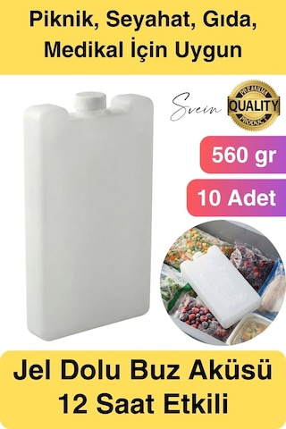 12 Saat Süreli 560 Gr Jel Dolu Buz Aküsü Plastik Soğuk Zincir Gıda Yiyecek Uzun Süre Koruma 10 Adet Çok Renkli