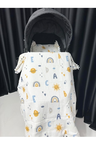 Gökyüzü 90 100 Çift Katlı Pikeli Müslin Battaniye Yastık Ve Alt Açma 3lü Set - Krem Krem