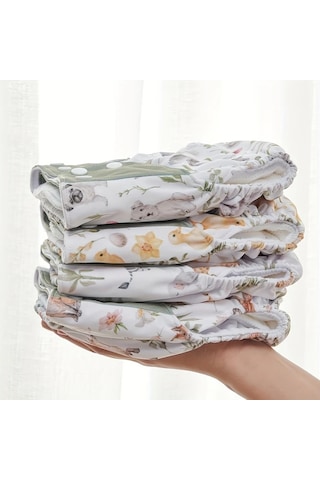 Maxaccess Happyflute 8'li Hayvan Desenli Yeniden Kullanılabilir Bez Paketi 6.61-33.08 Lb Ayarlanabilir Mikrofiber Astar Diğer