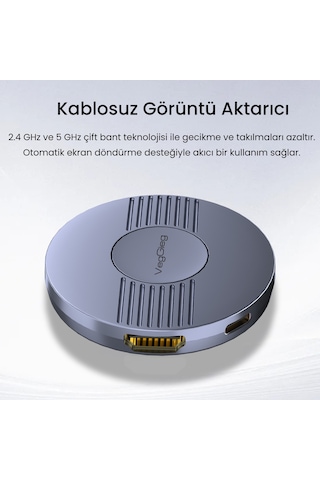 Veggieg 1080p 60hz Kablosuz Hdmı Görüntü Ve Ses Aktarıcı Telefon Tv Yansıtma Cihazı 2.4ghz & 5ghz Wireless Display Adaptör