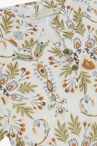 Escabel Kız Çocuk Elbise Çiçek Motifli Kolları Volanlı 5-9 Yaş, Ekru-ekru Ekru