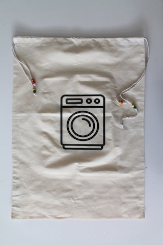 Çamaşır Makinesi Baskılı Çok Amaçlı Kirli Torbası 50x70cm Bej