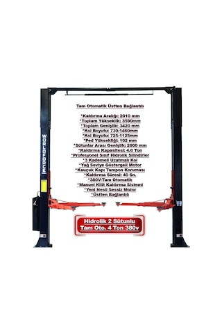 Worldforce 4 Ton Lift Hidrolik Sistem Üsten Bağlantılı Tam Otomatik Sessiz Motor 3 Teleskopik Kol 380v 2,2kw