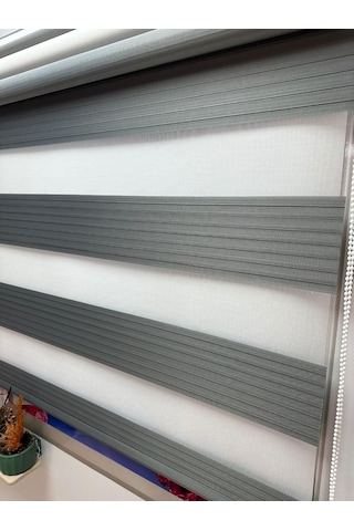 Çift Mekanizmalı Zebra Stor Perde Geniş Gri-beyaz Gri Çok Renkli