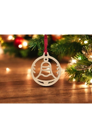 10 Parça Ahşap Yılbaşı Ağacı Süs Seti-3 Ortalama 6-8 Cm Noel Ağacı Süsü