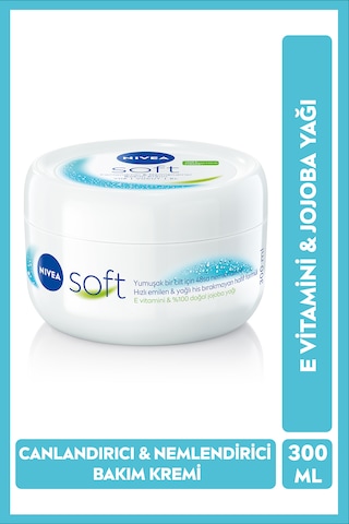 Nivea Soft Soft Jojoba Yağı Hızlı Emilir Yağlı His Bırakmaz El Yüz Vücut Nemlendirici Bakım Kremi 300 ML