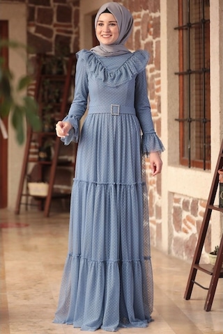 Amine Hüma Damla Elbise Indigo