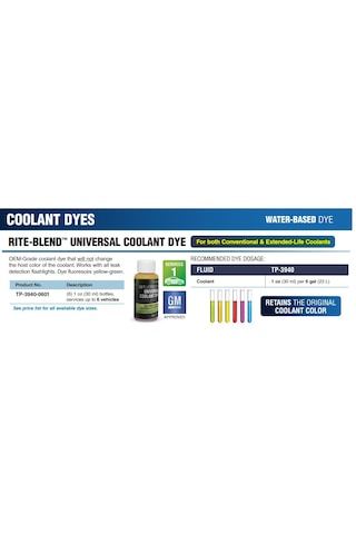 USA Tracerline TP3940-0601 Radyatör Kaçak Tespit Sıvısı GM Onaylı 6 Araçlık x 30 ml