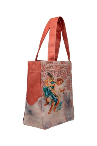 Dogo Kadın Vegan Krem Large Tote Bag - Angel's Dream Tasarım Multicolor