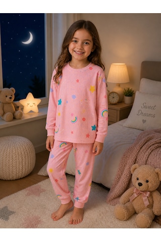 Durukoza %100 Pamuk 4 Mevsim Çocuk Pijama Takımı 8-13 Yaş Yumuşak Dokulu Pembe