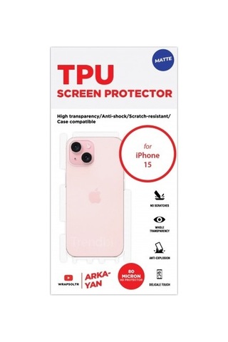 Apple iPhone 15 Uyumlu Mat Arka Ve Yan Koruyucu Tpu Film