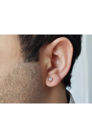 Sirius Beyaz Topaz Tektaş Erkek Küpesi 0823E0042