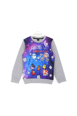 Erkek Çocuk Among Us Baskılı Sweatshirt 5 - 14 Yaş Gri