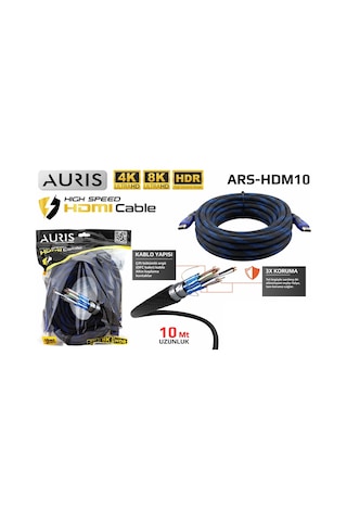 Auris Hdm10 Hdmı To Hdmı 2.1 Kablo 8k Uhd 60hz Örgü 10m