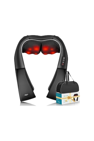 Alljoy Boyun Masaj Aleti, Isıtmalı Sırt Ve Boyun Ve Omuz Masaj Aleti, Saklama Çantalı Elektrikli Shiatsu Masaj Aleti, 3d Döndürme, Ayarlanabilir Hız, Hediye