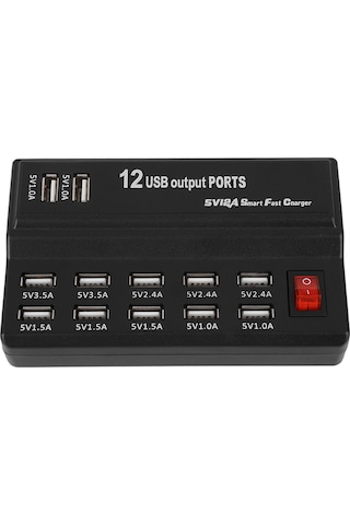 Maiyame 12 Portlu Usb Şarj Aleti Abd Standardı 110-240v - Hızlı Ve Güvenli, Çoklu Cihaz Şarjı, Akıllı Akım Tespiti İle Telefon Ve Tablet Uyumlu