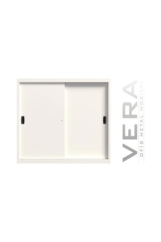 Metal Sürme Kapılı Dolap Evrak Dolabı Ofis Dolapları Arşiv , Garaj , Bahçe , Kiler , Balkon Beyaz / Beyaz