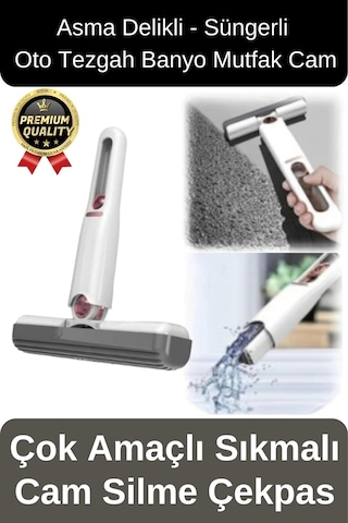 Çok Amaçlı Taşınabilir Pratik Sıkmalı Sünger Oto Tezgah Banyo Mutfak Cam Temizleme Silme Çekpas Mop Çok Renkli